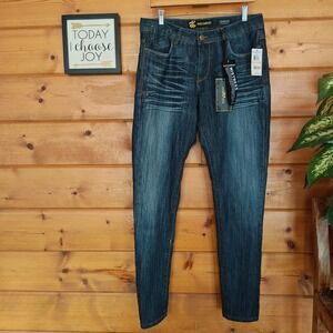 Rocawear NWT Hannah Skinny Mistress Dark Stone Wash Jeans Crosses‎ Sz 14(34) x33